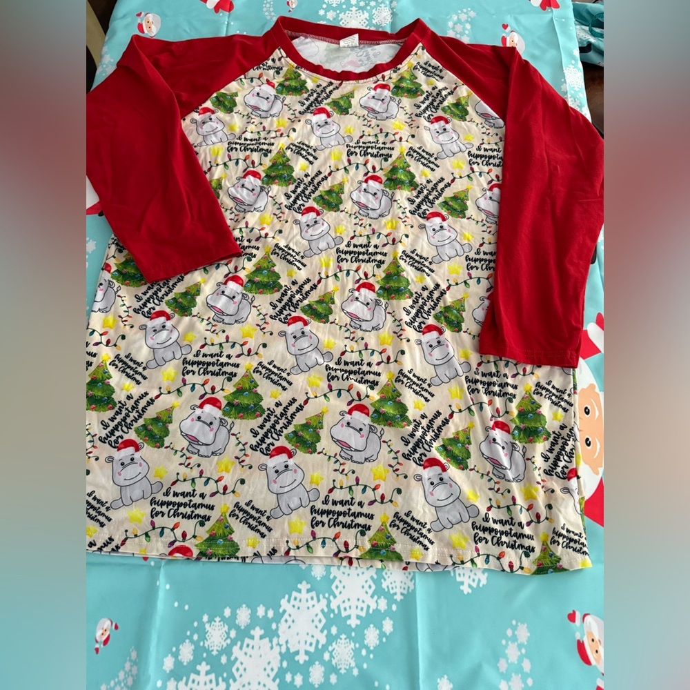 Boutique I WANT AN HIPPOPOTAMUS FOR CHRISTMAS Top women’s 2XL